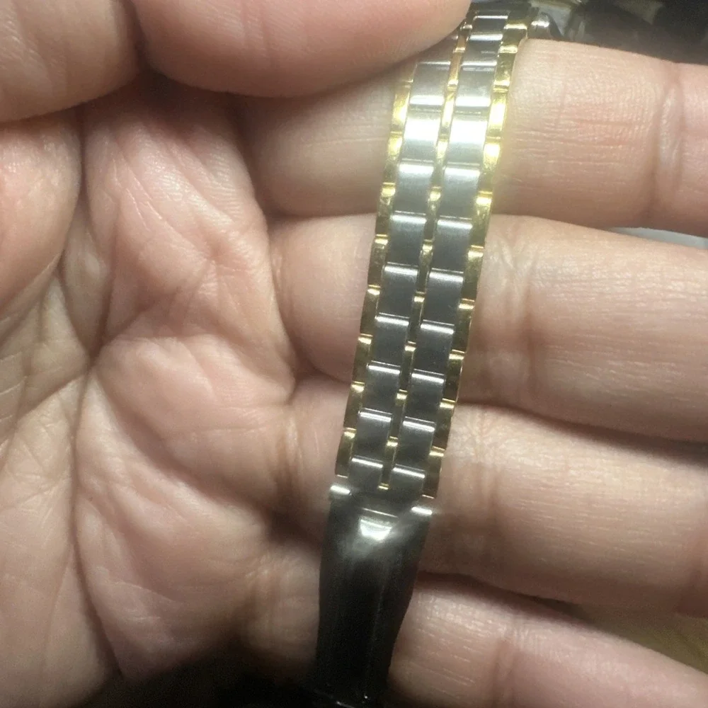 Works VTG Seiko SQ Ladies watch Date Two Tone Quartz New Battery 24mm Fit 6.5in